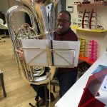 Brian Law Musician tuba player Longridge Band see the music musicians optician varifocal spectacles